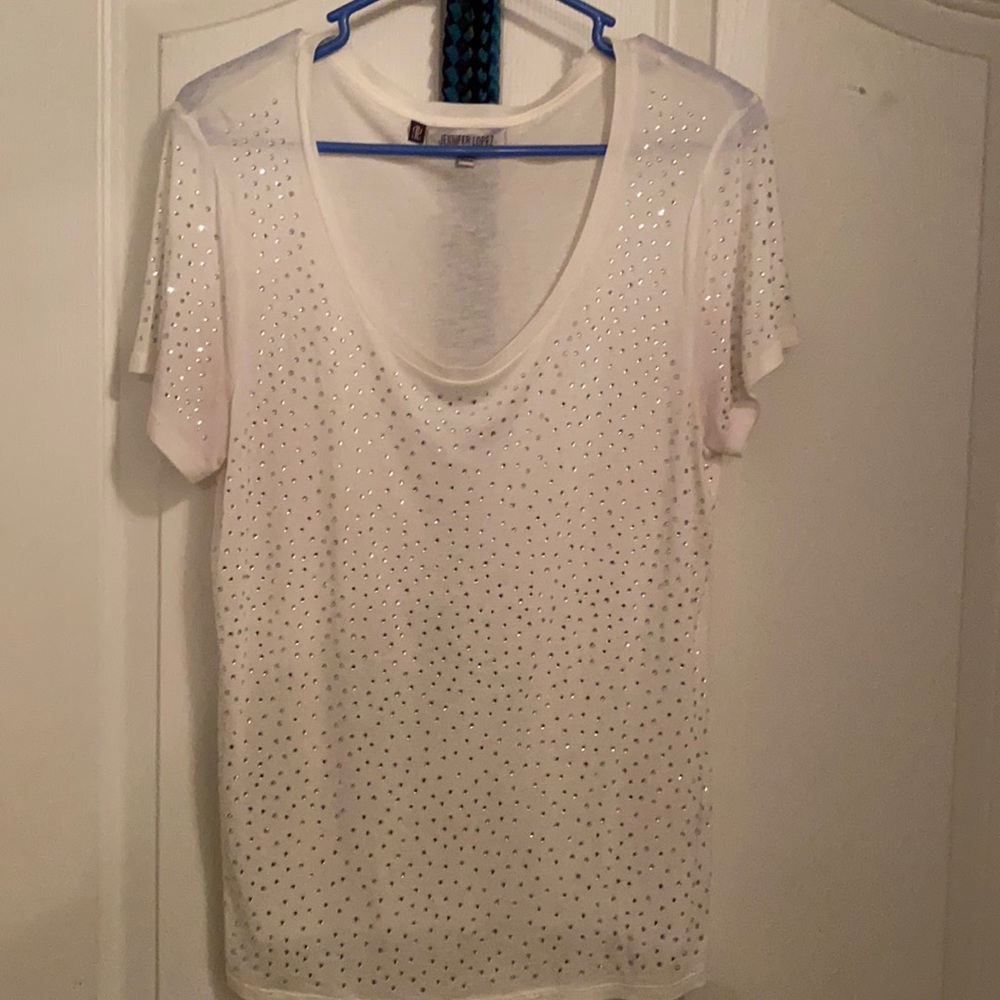 Bedazzled white blouse